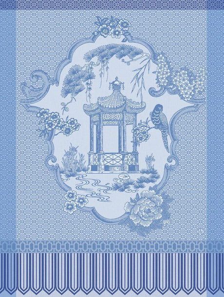 Promenade Impériale Lapis Blue Tea Towels by Le Jacquard Francais at Fig Linens and Home 1