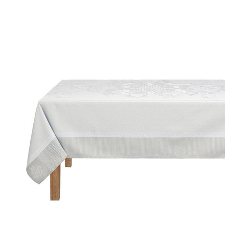 Promenade Impériale Nacre Grey Enduit Coated Tablecloths by Le Jacquard Francais