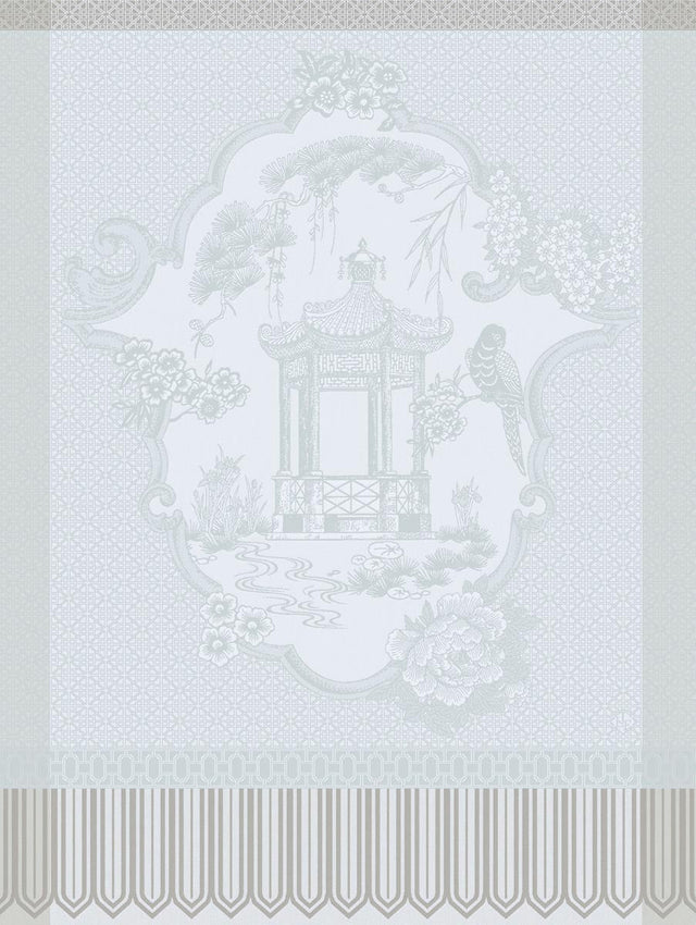 Promenade Impériale Nacre Grey Tea Towel by Le Jacquard Francais at Fig Linens and Home