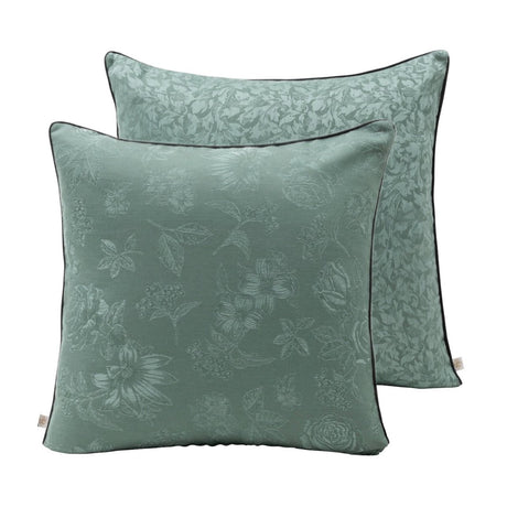Romance Green Cushion Cover by Le Jacquard Francais at Fig Linens and Home | 20x20 Throw PIllow