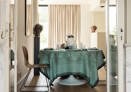Romance Green Tablecloth By Le Jacquard Francais at Fig Linens and Home | Green Table Linens 9