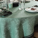 Romance Green Tablecloth By Le Jacquard Francais at Fig Linens and Home | Green Table Linens 3