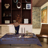 Sulawesi Blue Tablecloth by Le Jacquard Français at Fig Linens and Home - Lifestyle View 1