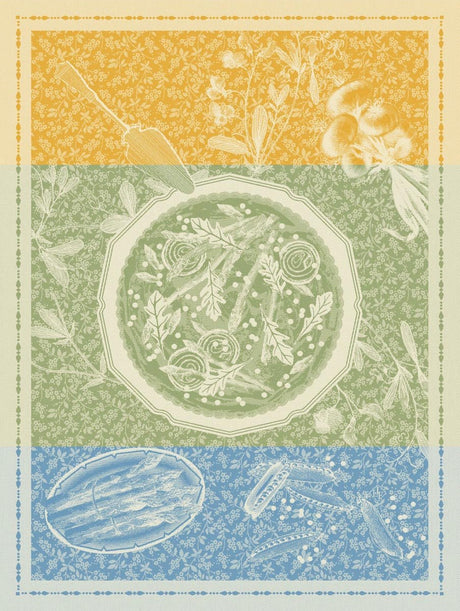 Tarte Printanière Green Tea Towels by Le Jacquard Francais at Fig Linens and Home