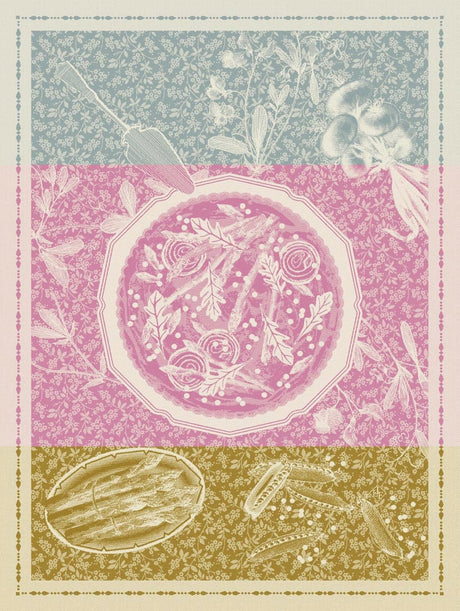 Tarte Printanière Pink Tea Towels by Le Jacquard Francais at Fig Linens and Home