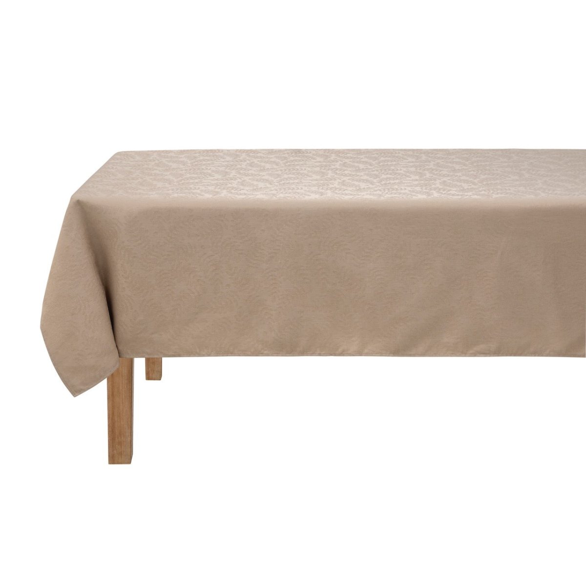 Vegetal Mood Cajou Beige Tablecloth By Le Jacquard Francais at Fig Linens and Home 2
