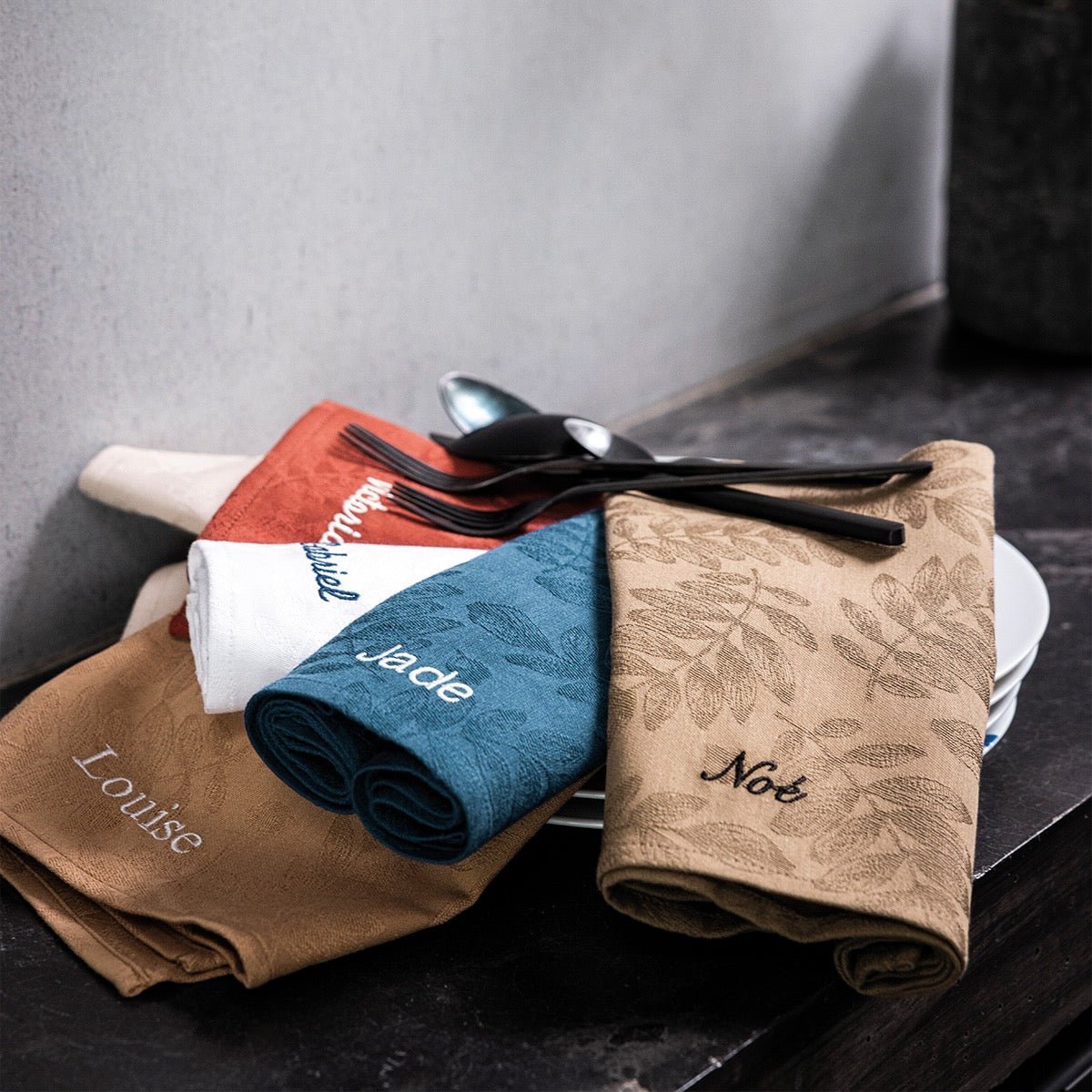 Vegetal Mood Brown Napkin By Le Jacquard Francais Napkin 20" X 20" - Set of 4 BROWN at FIG LINENS AND HOME 2