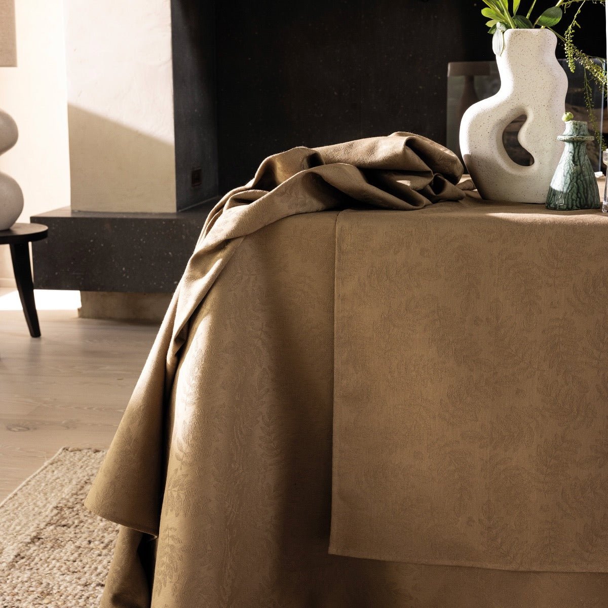 Vegetal Mood Green Tablecloth By Le Jacquard Francais at Fig Linens and Home 2