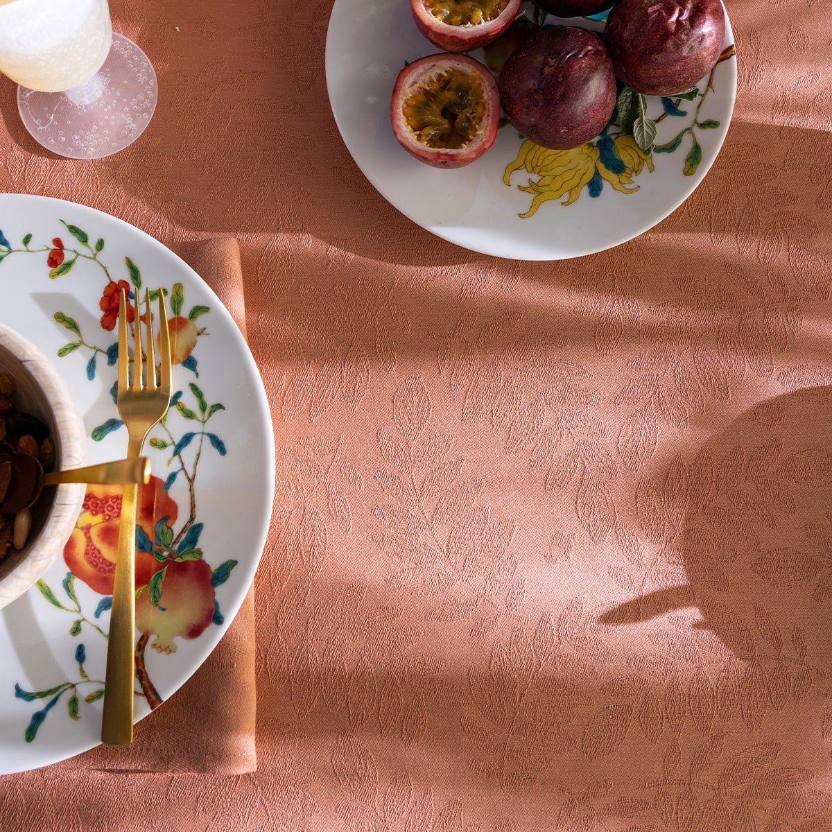 Vegetal Mood Orange Tablecloth by Le Jacquard Francais at Fig Linens and Home - View 4