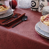 Vegetal Mood Goji Red Tablecloth By Le Jacquard Francais at Fig Linens and Home 2