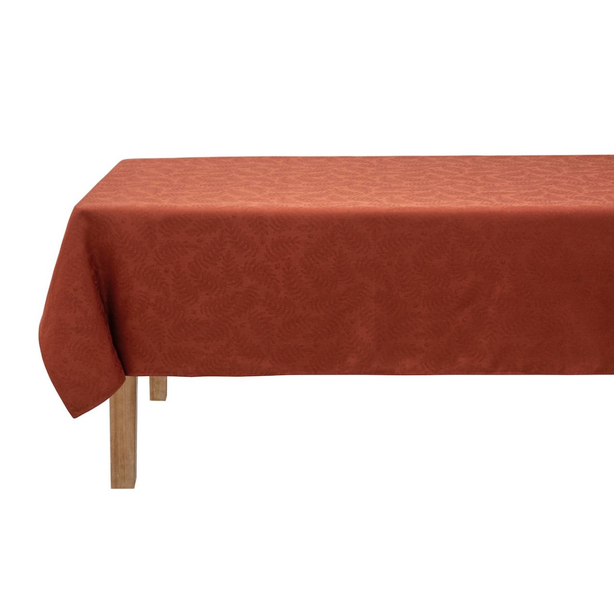 Vegetal Mood Goji Red Tablecloth By Le Jacquard Francais at Fig Linens and Home 3