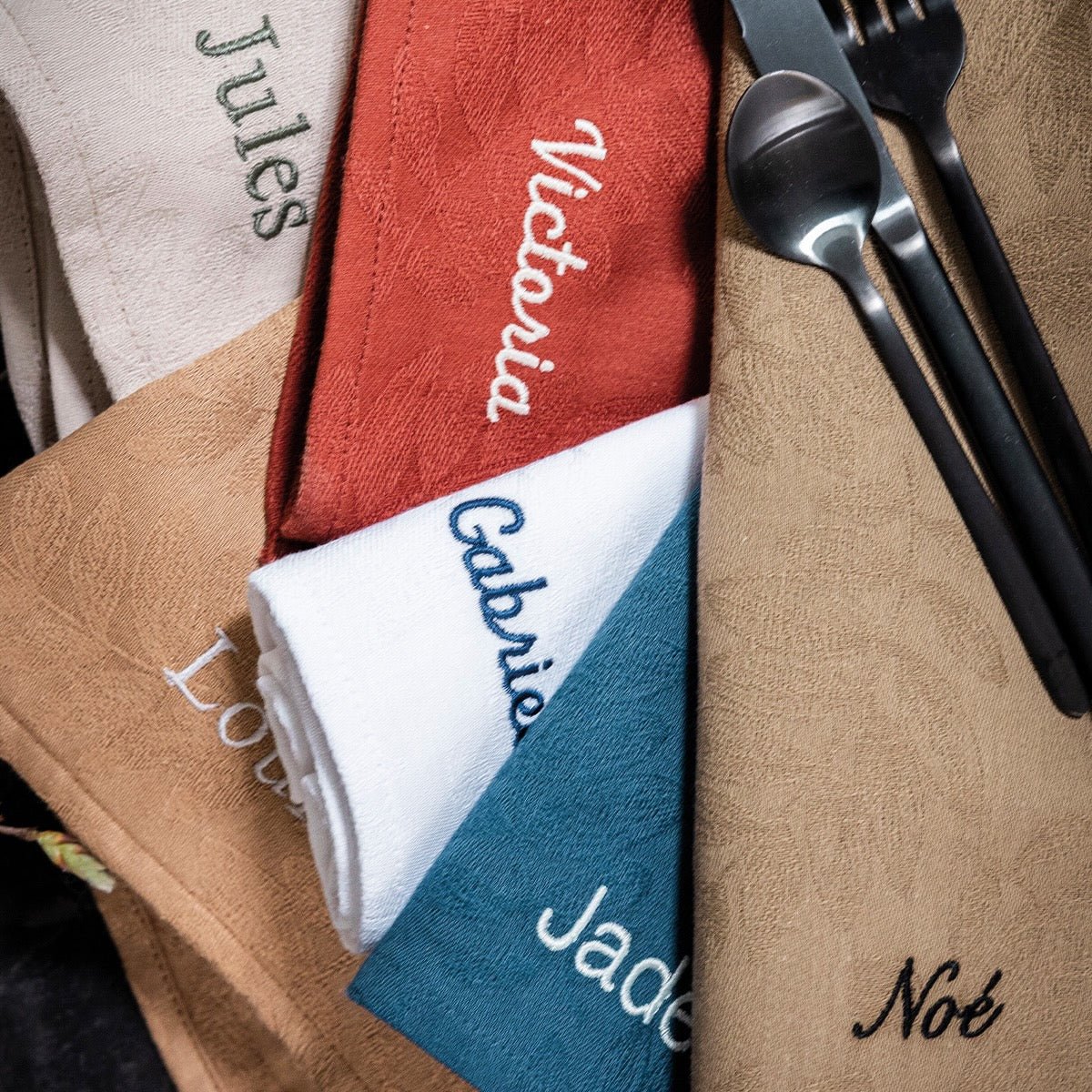 Vegetal Mood White Napkin By Le Jacquard Francais Napkin 20" X 20" - Set of 4 WHITE at FIG LINENS AND HOME 4