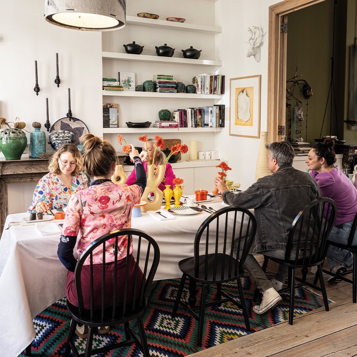 Vegetal Mood White Tablecloth By Le Jacquard Francais at Fig Linens and Home 4