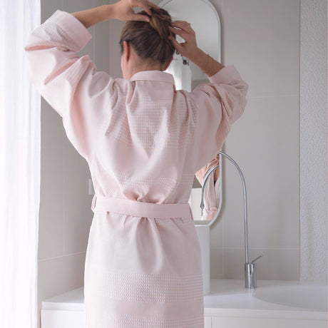 Volupté Pink Bathrobe by Le Jacquard Francais Pink at Fig Linens and Home
