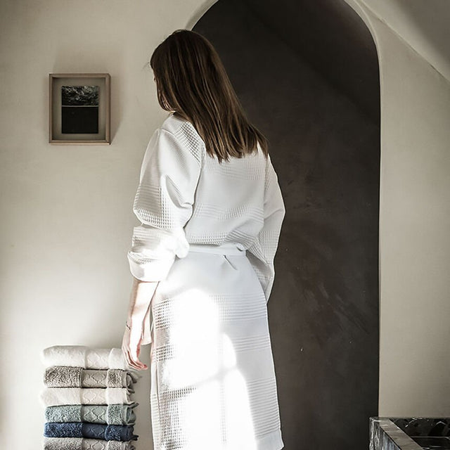 Volupté White Bathrobe by Le Jacquard Francais at Fig Linens and Home 2
