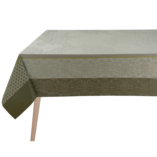 Voyage Iconique Enduit Green Coated Tablecloth By Le Jacquard Francais - Outdoor Table Linens 1