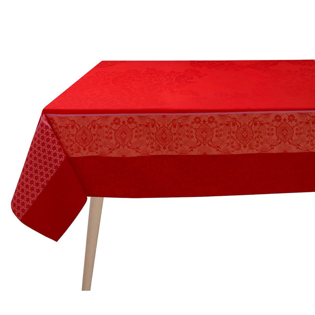 Voyage Iconique Enduit Red Coated Tablecloth By Le Jacquard Francais - Outdoor Table Linens 1