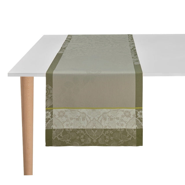 Voyage Iconique Green Table Runner by Le Jacquard Francais at Fig Linens and Home