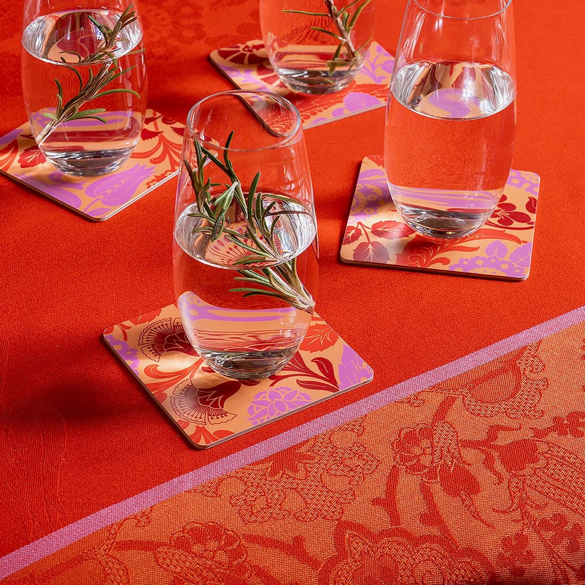 Voyage Iconique Red Set of Coasters by Le Jacquard Francais - Lifestyle - Fig Linens and Home