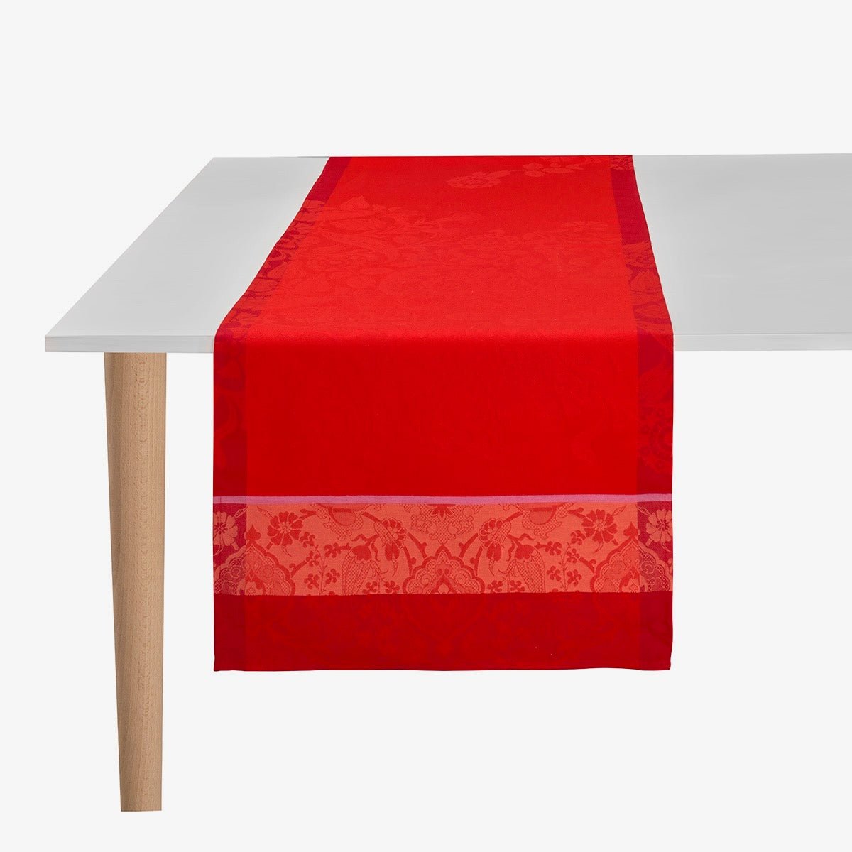 Voyage Iconique Red Table Runner by Le Jacquard Francais at Fig Linens and Home
