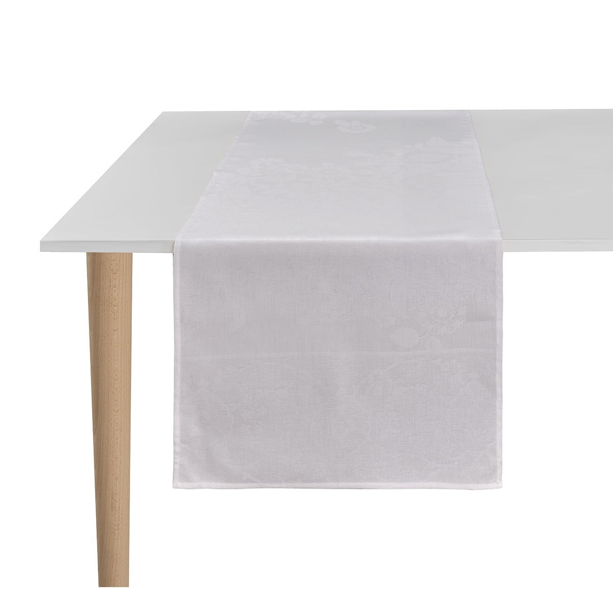 Voyage Iconique White Table Runner by Le Jacquard Francais at Fig Linens and Home 1