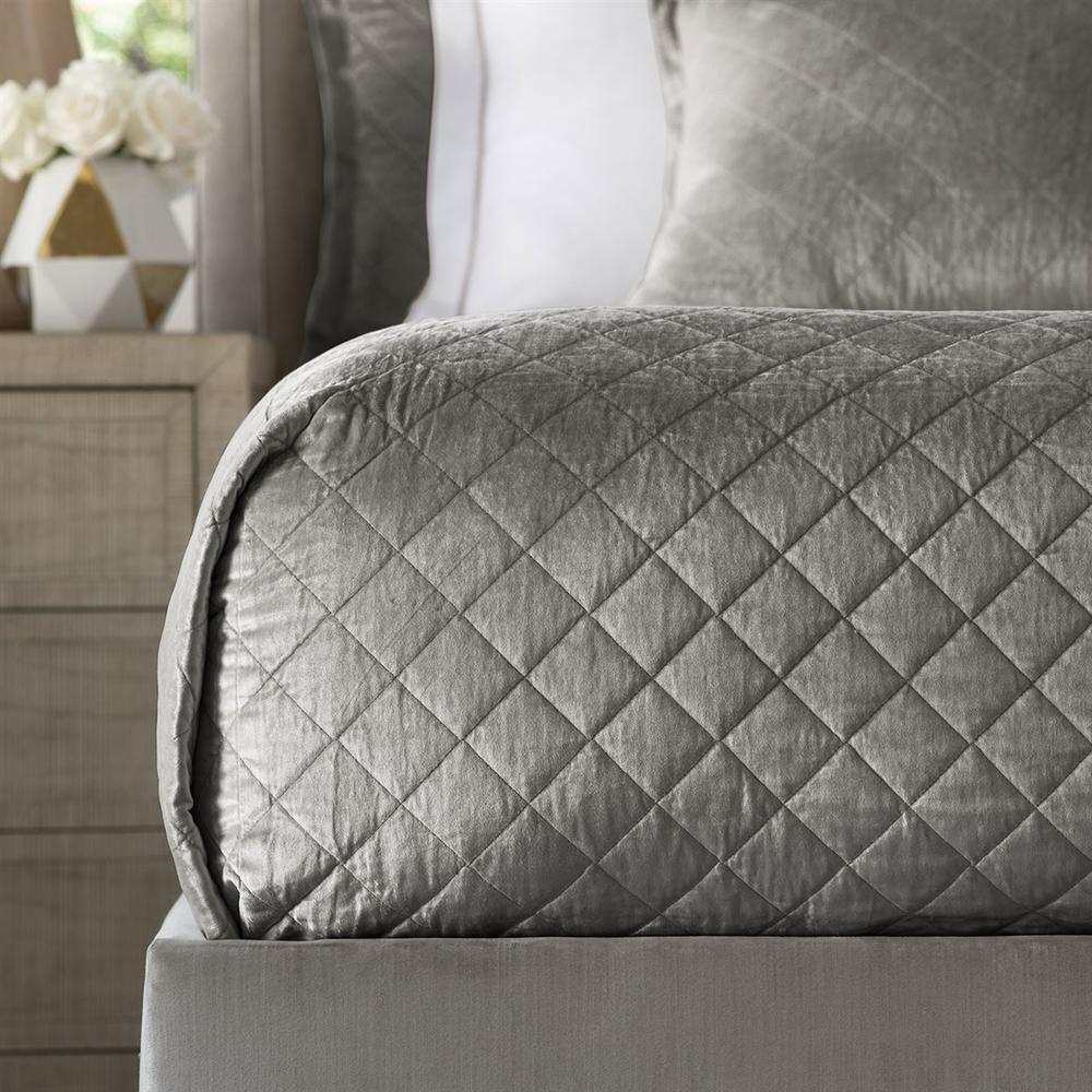 Chloe Steel Velvet Coverlets by Lili Alessandra at Fig Linens and Home