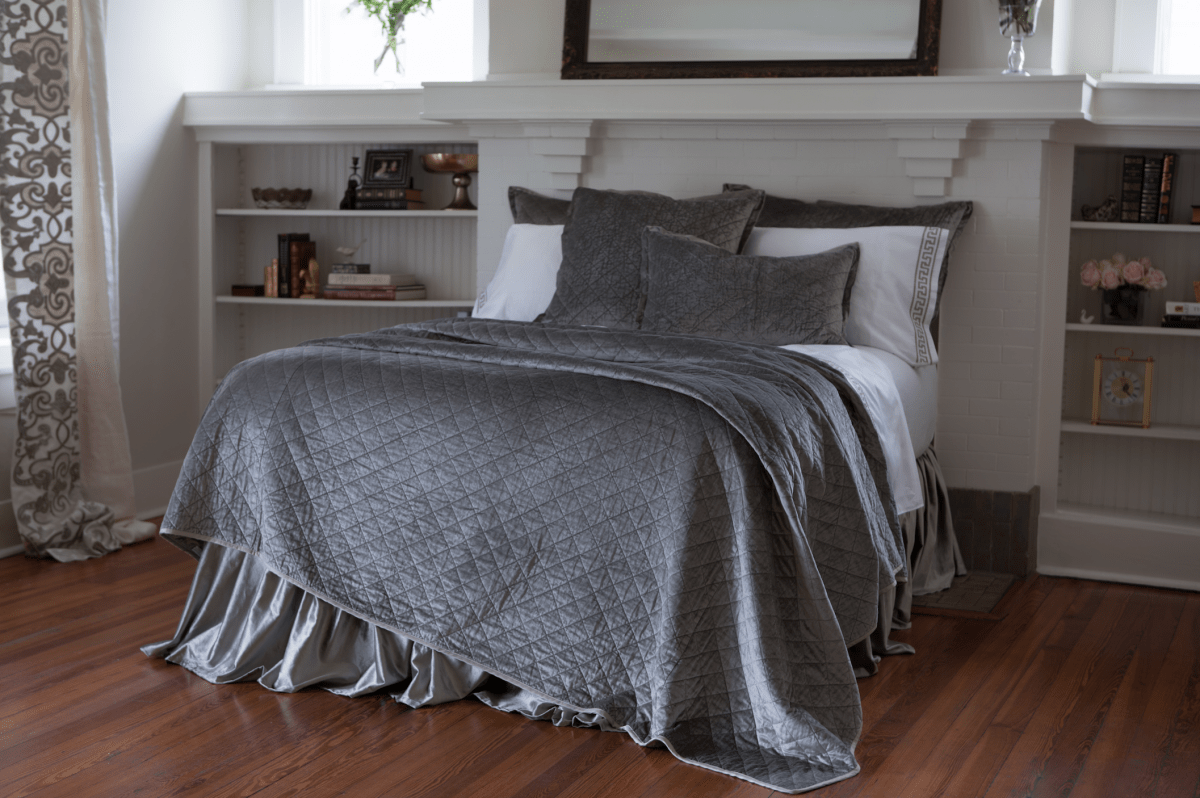 Lili Alessandra Chloe Silver Quilt, Pillows