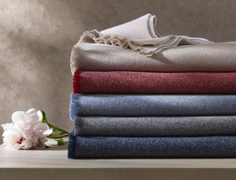 Matouk Agnes Wool and Cashmere Throw Blanket at Fig Linens and Home - Folded