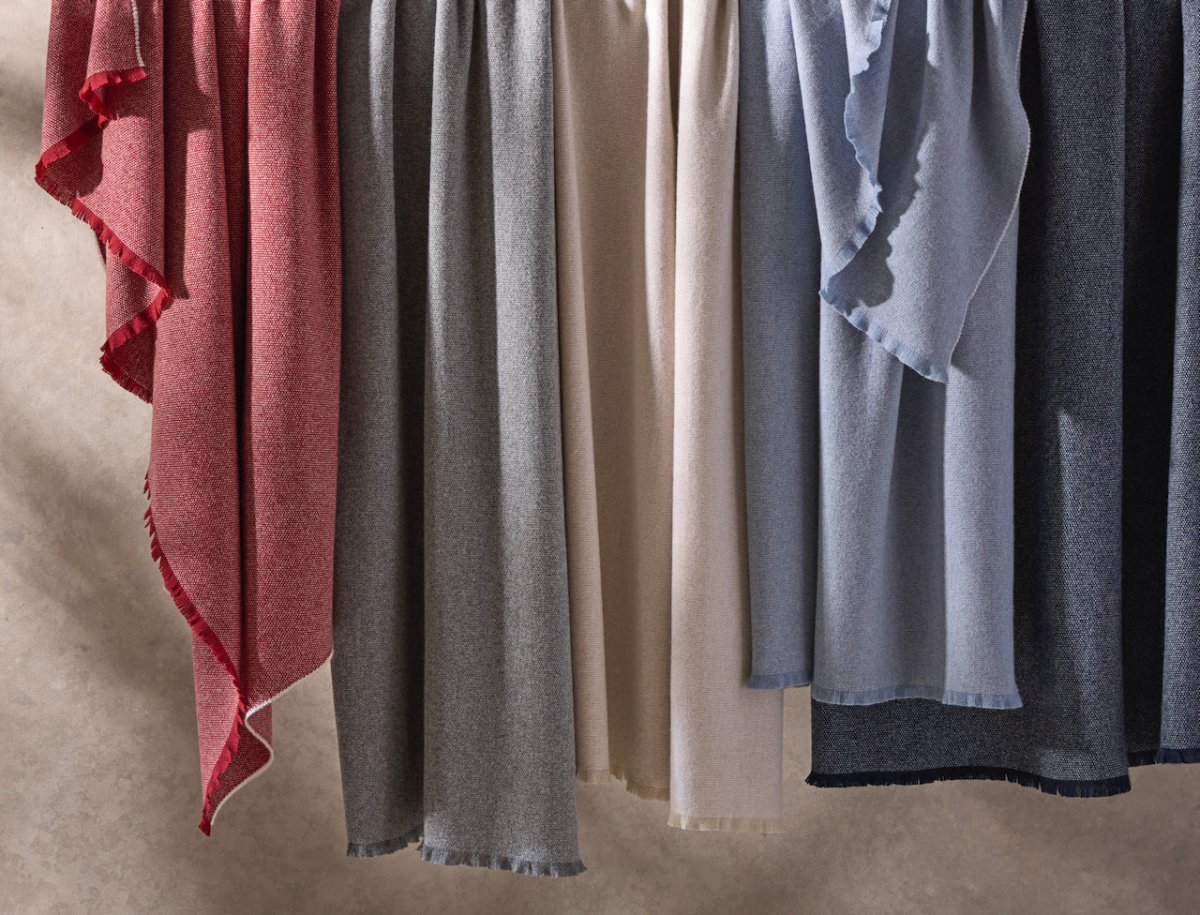 Matouk Agnes Wool and Cashmere Throws at Fig Linens and Home - Hanging