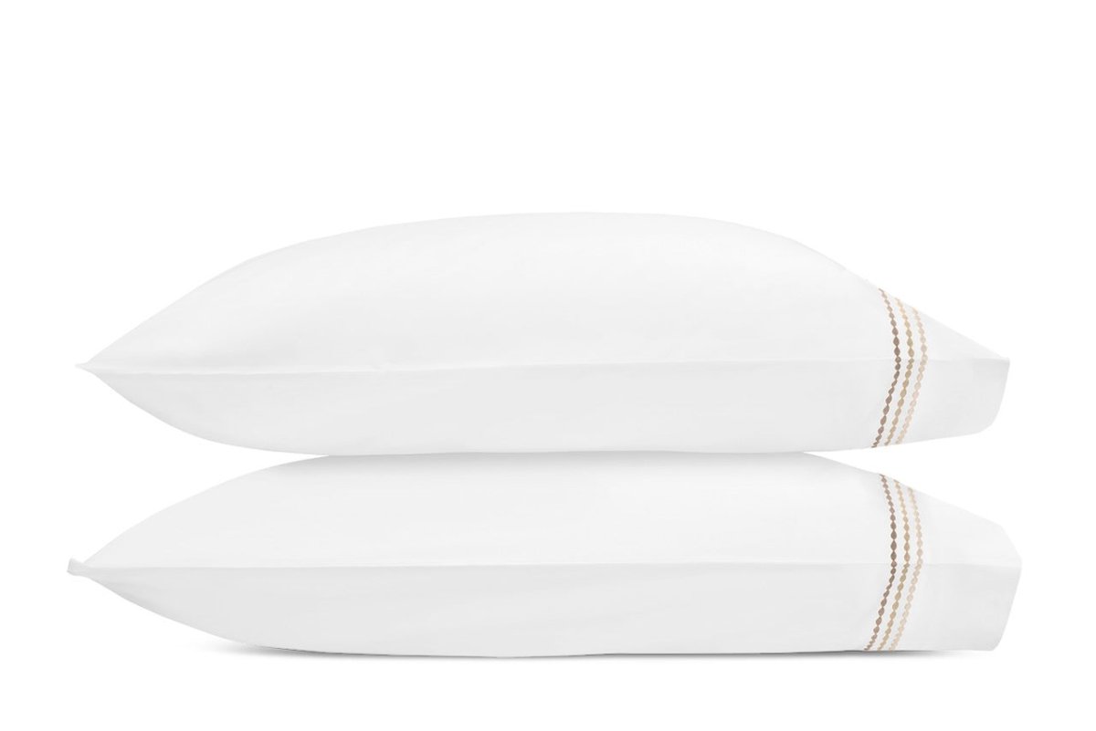 Pillowcases - Matouk Amara Triple Pearl Bedding at Fig Linens and Home shown in Beach Dune on White