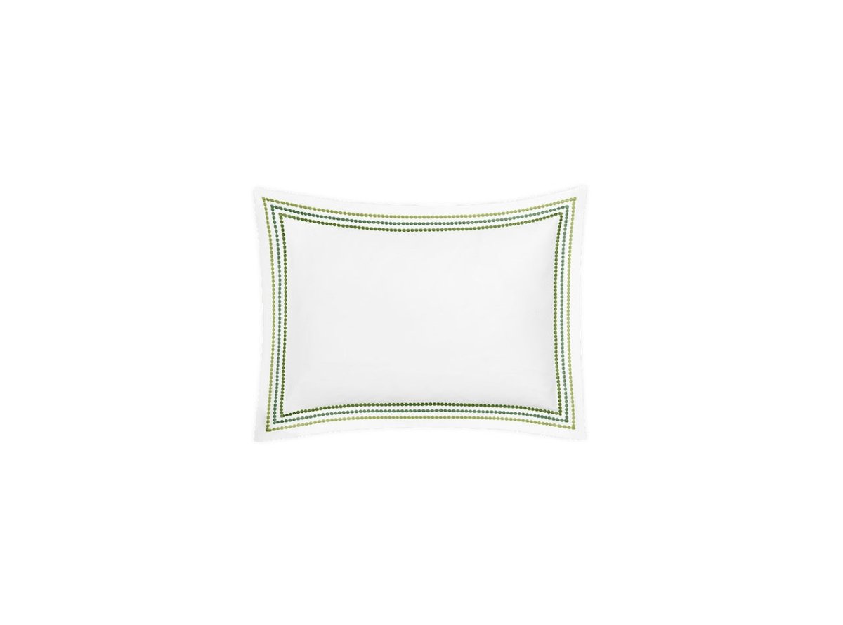 Boudoir Sham - Matouk Amara Triple Pearl Bedding at Fig Linens and Home shown in Palm Green on White