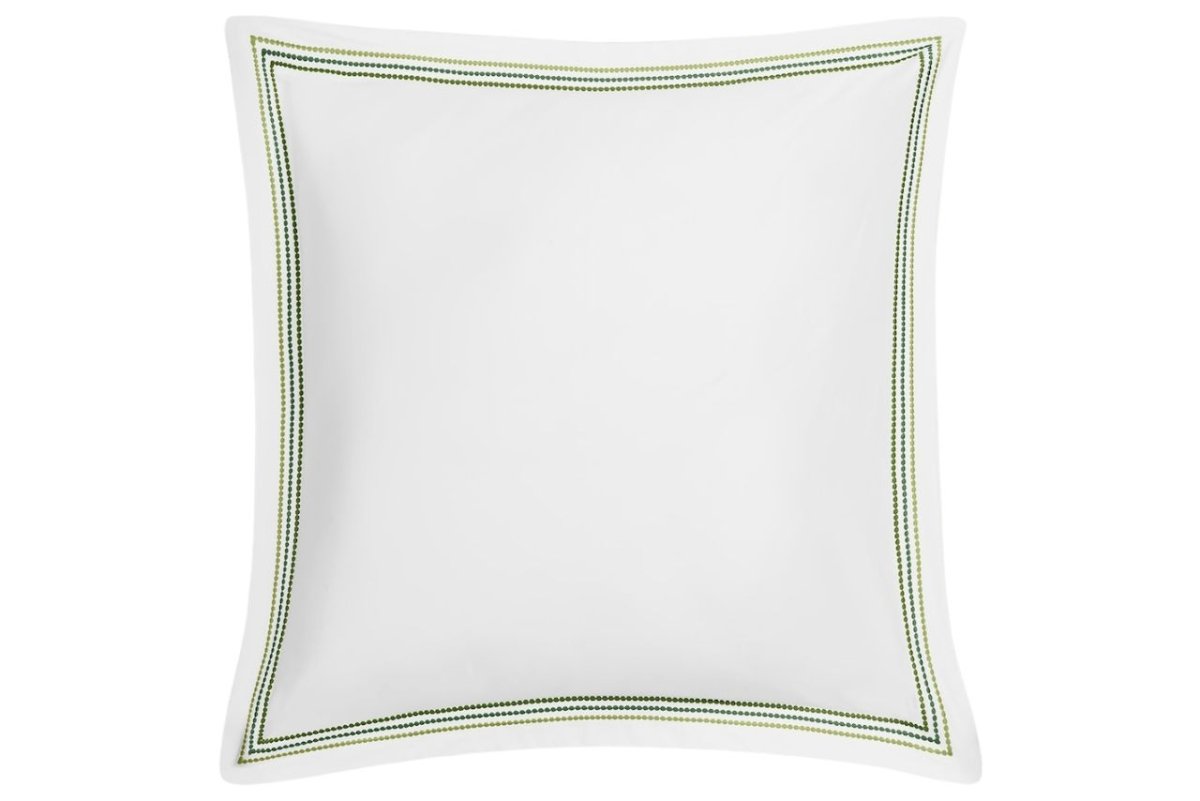 Euro Sham - Matouk Amara Triple Pearl Bedding at Fig Linens and Home shown in Palm Green on White