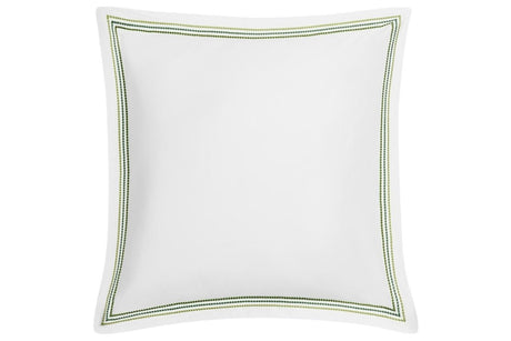 Euro Sham - Matouk Amara Triple Pearl Bedding at Fig Linens and Home shown in Palm Green on White