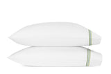Pillowcases - Matouk Amara Triple Pearl Bedding at Fig Linens and Home shown in Palm Green on White
