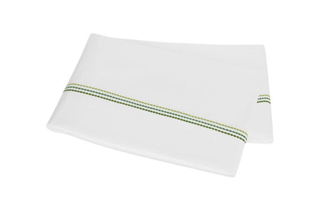 Flat Sheet - Matouk Amara Triple Pearl Bedding at Fig Linens and Home shown in Palm Green on White