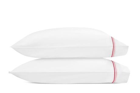 Pillowcases - Matouk Amara Triple Pearl Bedding at Fig Linens and Home in Paradise Pink on White