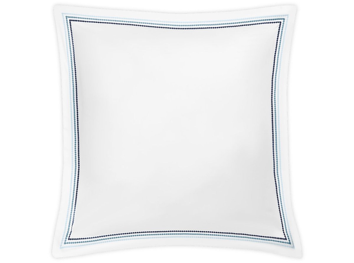Euro Sham - Matouk Amara Triple Pearl Bedding at Fig Linens and Home shown in Sailor Blue on White