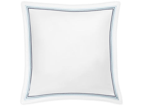 Euro Sham - Matouk Amara Triple Pearl Bedding at Fig Linens and Home shown in Sailor Blue on White