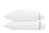Pillowcases - Matouk Amara Triple Pearl Bedding at Fig Linens and Home shown in Sailor Blue on White