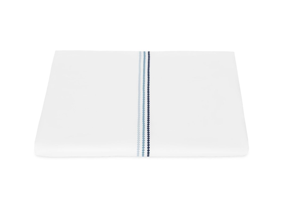Duvet Cover - Matouk Amara Triple Pearl Bedding at Fig Linens and Home shown in Sailor Blue on White