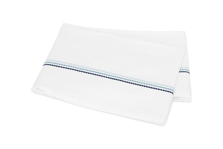Flat Sheet - Matouk Amara Triple Pearl Bedding at Fig Linens and Home shown in Sailor Blue on White
