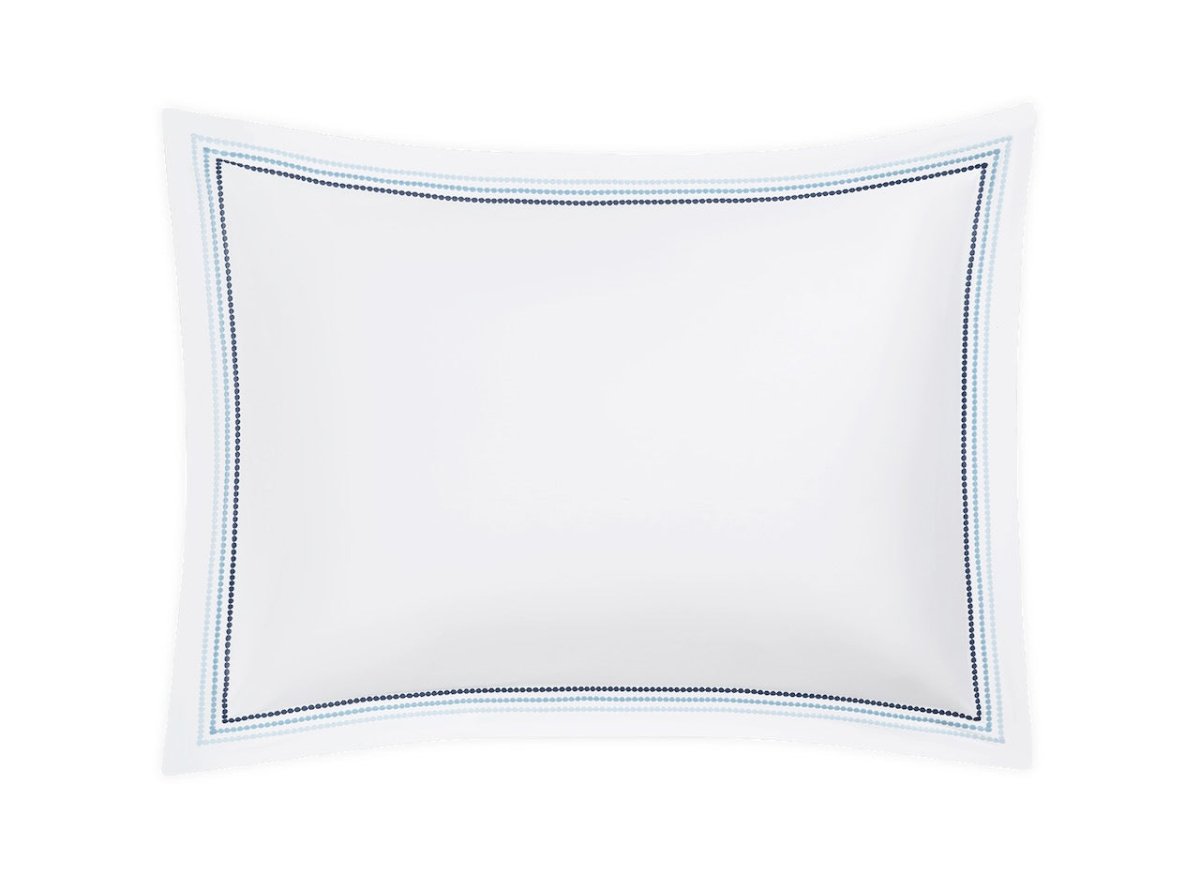 Pillow Sham - Matouk Amara Triple Pearl Bedding at Fig Linens and Home shown in Sailor Blue on White