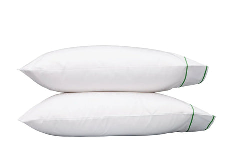 Matouk Bedding - Ansonia Palm Green Cotton Pillowcases at Fig Linens and Home