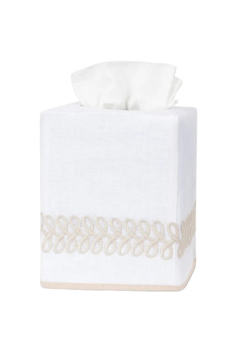 Astor Braid Dune Tissue Box Cover | Matouk Schumacher at Fig Linens and Home