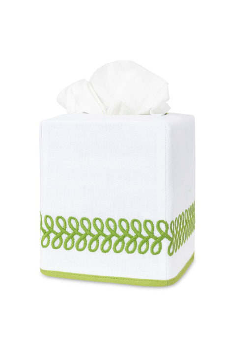 Astor Braid Grass Green Tissue Box Cover | Matouk Schumacher at Fig Linens and Home