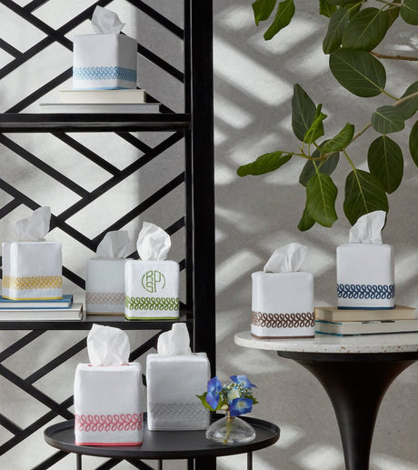 Matouk Schumacher Astor Braid Tissue Box Covers at Fig Linens and Home - Lifestyle 2