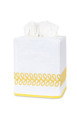 Astor Braid Lemon Yellow Tissue Box Cover | Matouk Schumacher at Fig Linens and Home