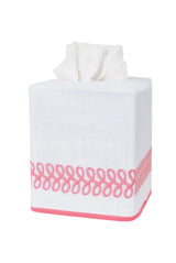 Astor Braid Peony Pink Tissue Box Cover | Matouk Schumacher at Fig Linens and Home