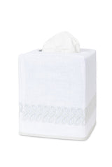 Astor Braid Silver Tissue Box Cover | Matouk Schumacher at Fig Linens and Home
