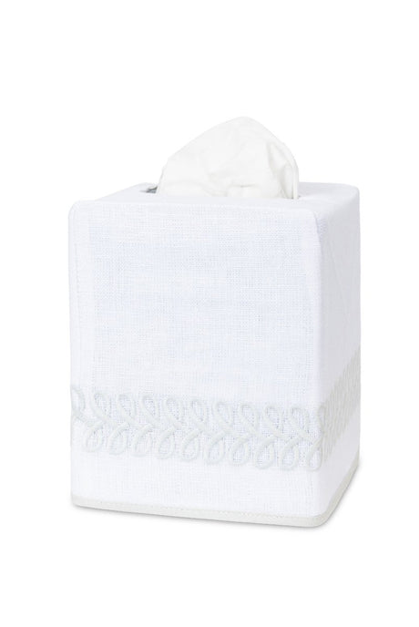 Astor Braid Silver Tissue Box Cover | Matouk Schumacher at Fig Linens and Home